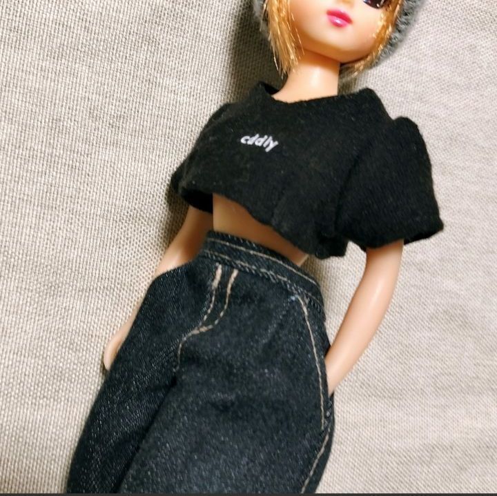 92】2点セット へそ出し パンツ Tシャツ リカちゃん ハンドメイド 服 
