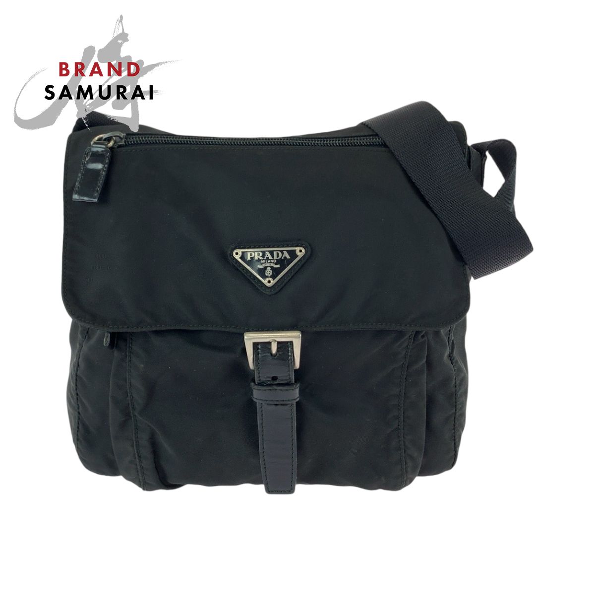 PRADA プラダ テスート 三角ロゴプレート ブラック 黒 シルバー金具 ナイロン BT8994 ショルダーバッグ ポシェット メンズ 408616