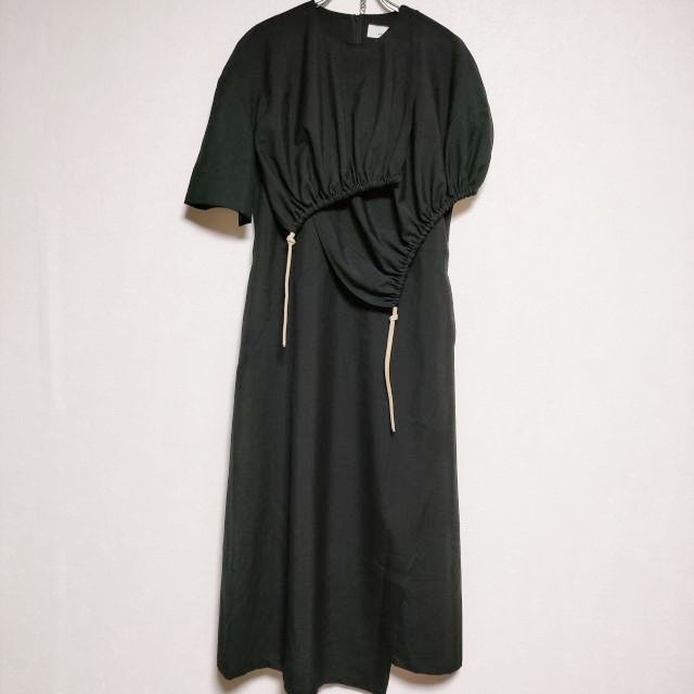 AKIRA NAKA Morgane wool dress ドローコード アシンメトリー ワンピース ブラック レディース アキラナカ 3-1015S∞