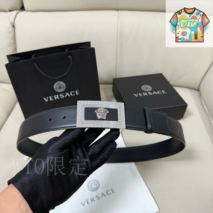 ［新品未使用］VERSACE ブラックレザー ベルト メデューサヘッド 今日特価】Versace MEDUSA ヘッドレザーメンズベルト-1 - メルカリ