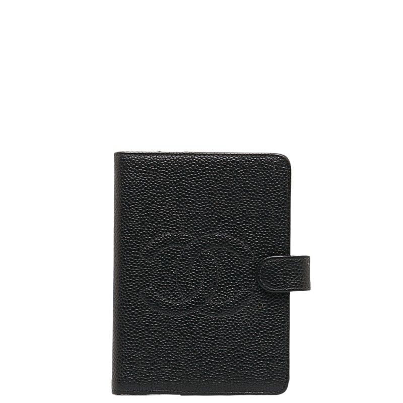 シャネル ココマーク 手帳カバー アジェンダ ブラック キャビアスキン レディース CHANEL【222-42506】