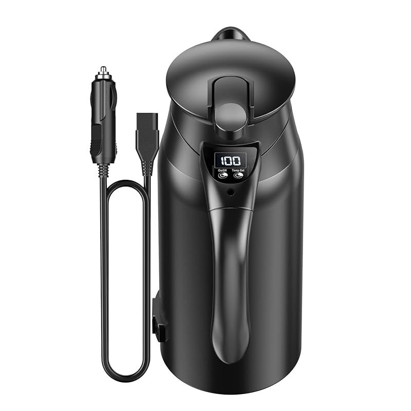 55℃～100℃温度設定もできるし ブザーもある MACOLAUDER カー電気ケトル 800ml 車載用調理器具 車用湯沸かし器 車載電気ポット DC12V|24V デジタルディスプレイ 304ステンレス お湯 お茶 コーヒー 車中泊 1