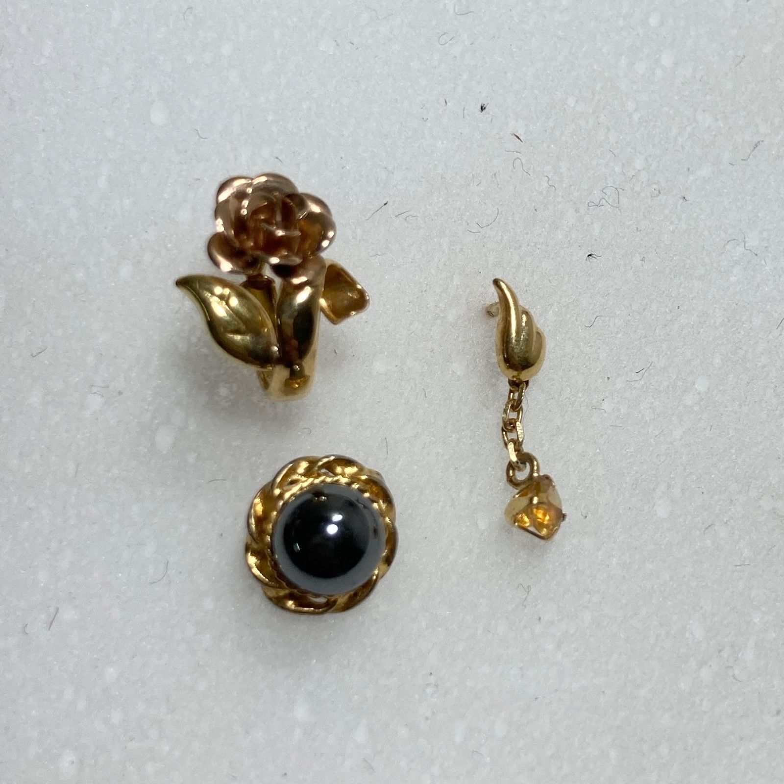 ☆K18刻印 キャッチ ポスト 片耳ピアス ×3点 まとめ売り 総重量1.2g 