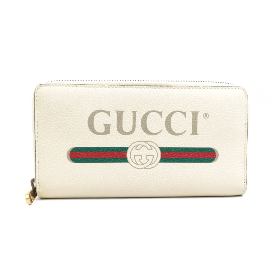 GUCCI グッチ 496317 ラウンドファスナー長財布 レザー ロゴプリント GUCCI グッチ GUCCI ラウンドファスナー 長財布 レザー 496317