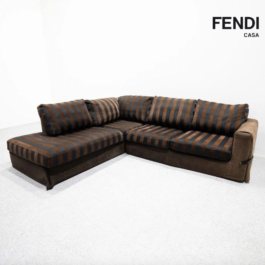 品】FENDI CASA フェンディ カーサ コーナー ソファセット ストライプ