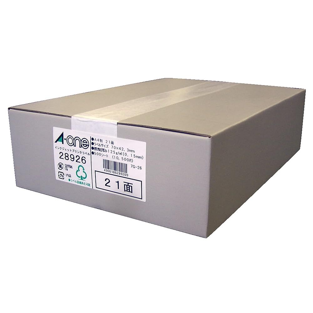 エーワン ラベルシール インクジェット A4 21面 500シート 28926