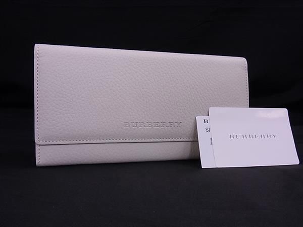 BURBERRY バーバリー レザー 二つ折り 長財布 ウォレット 札入れ 小銭入れ カード入れ レディース ホワイト系 FU2107