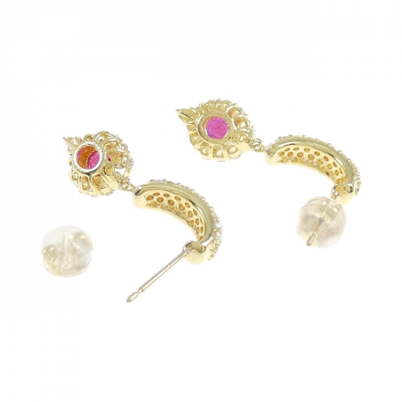 K18YG ルビー ピアス 1.18CT K18YGルビーダイヤモンドピアス｜ピアス