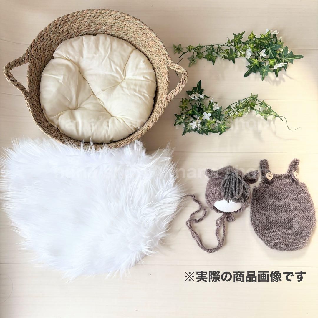 手編み風かごセット【ダークブラウン馬】♪ニューボーンフォト撮影衣装 小道具　干支 手編み風かごセット【ダークブラウン馬】ニューボーンフォト撮影