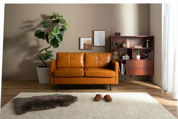 幅135cm ヴィンテージ風 2人掛けソファ PVCレザー おしゃれ 感 NEXPOTALLINN_EU