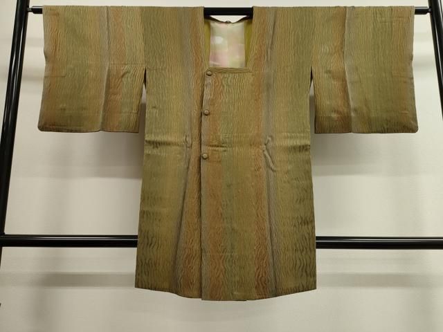 平和屋着物染色家 岩浅公展　道行コート　ふくれ織　杢目文　暈し染め　ロング丈　正絹　逸品　CAAK3944dy