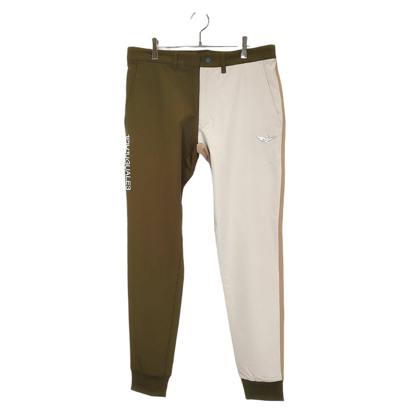 1PIU1UGUALE3 GOLF ウノピゥウノウグァーレトレ ゴルフ 113 GOLF RIB PANTS リブ パンツ GRP163 POE516 6 XL ホワイト×カーキ メンズ