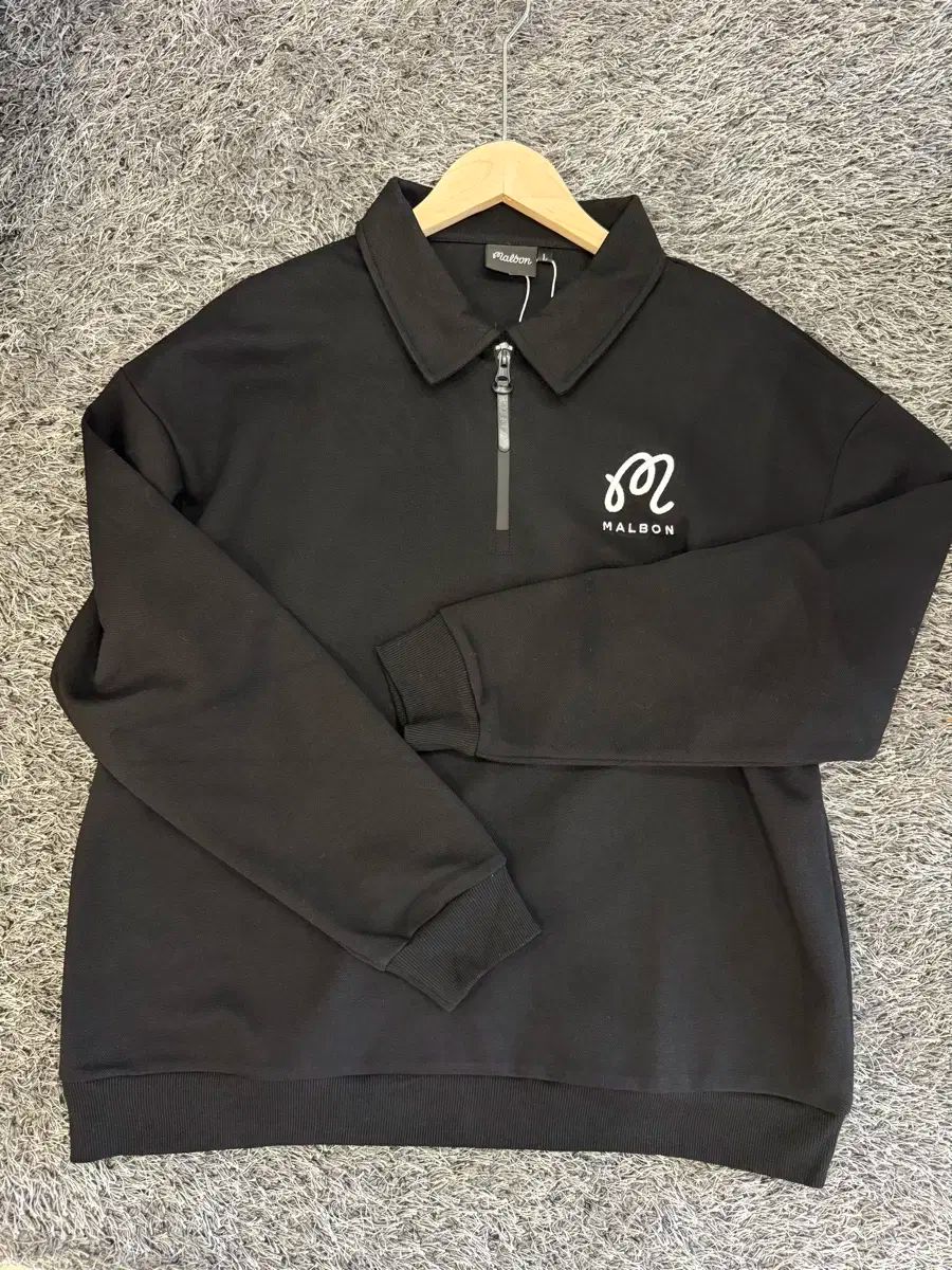 マルボンゴルフ ブラック ハーフジップアップ スウェット Tシャツ L