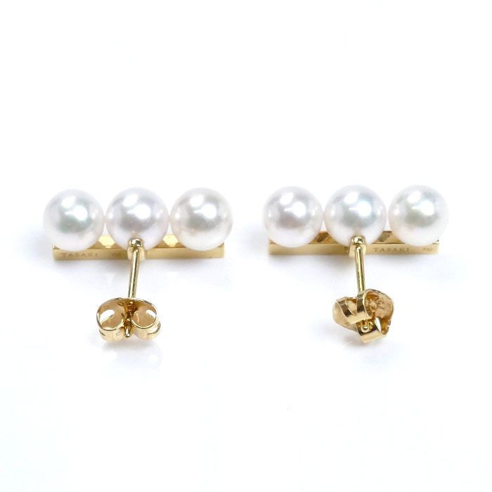 美品 TASAKI ダイヤ パール ピアス タサキ　18KYG TASAKI - TASAKI タサキ ピアス ゴールデンパール真珠 9.3mm