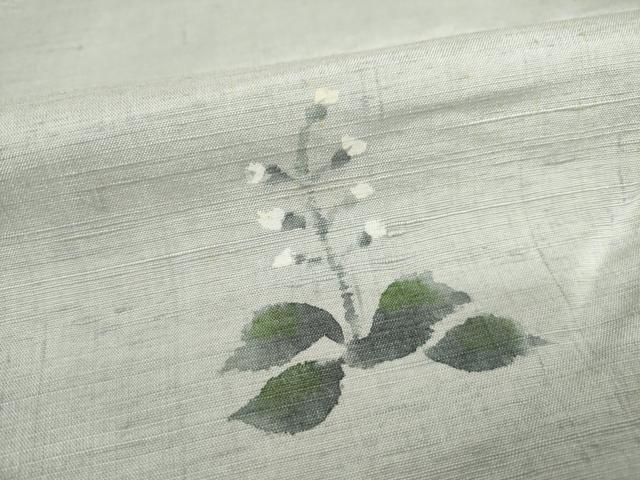 平和屋着物○上質な小紋 紬地 手描き 草花文 正絹 逸品 AABB7885ck