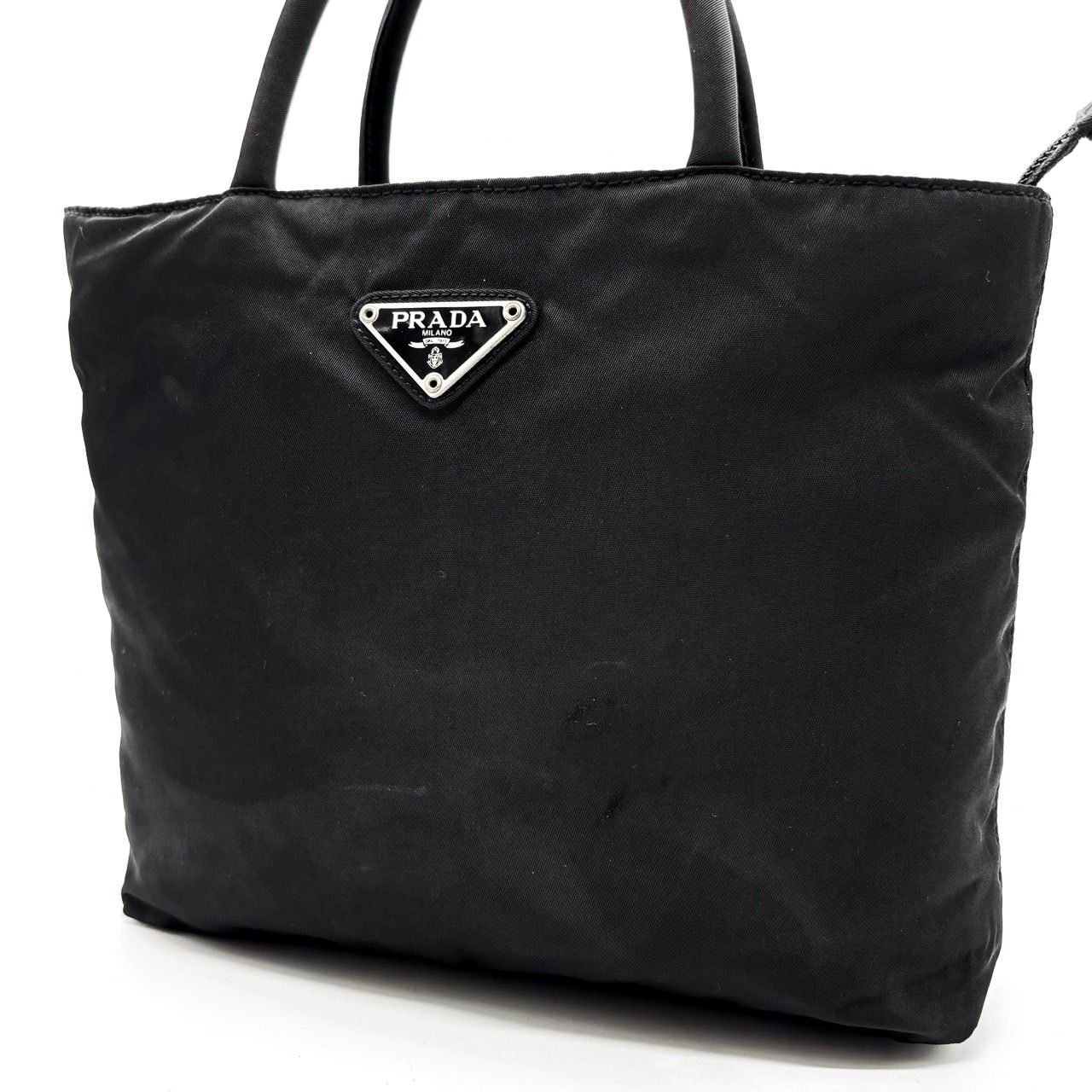 ✨良品✨ PRADA プラダ トートバッグ ハンドバッグ 三角ロゴプレート  