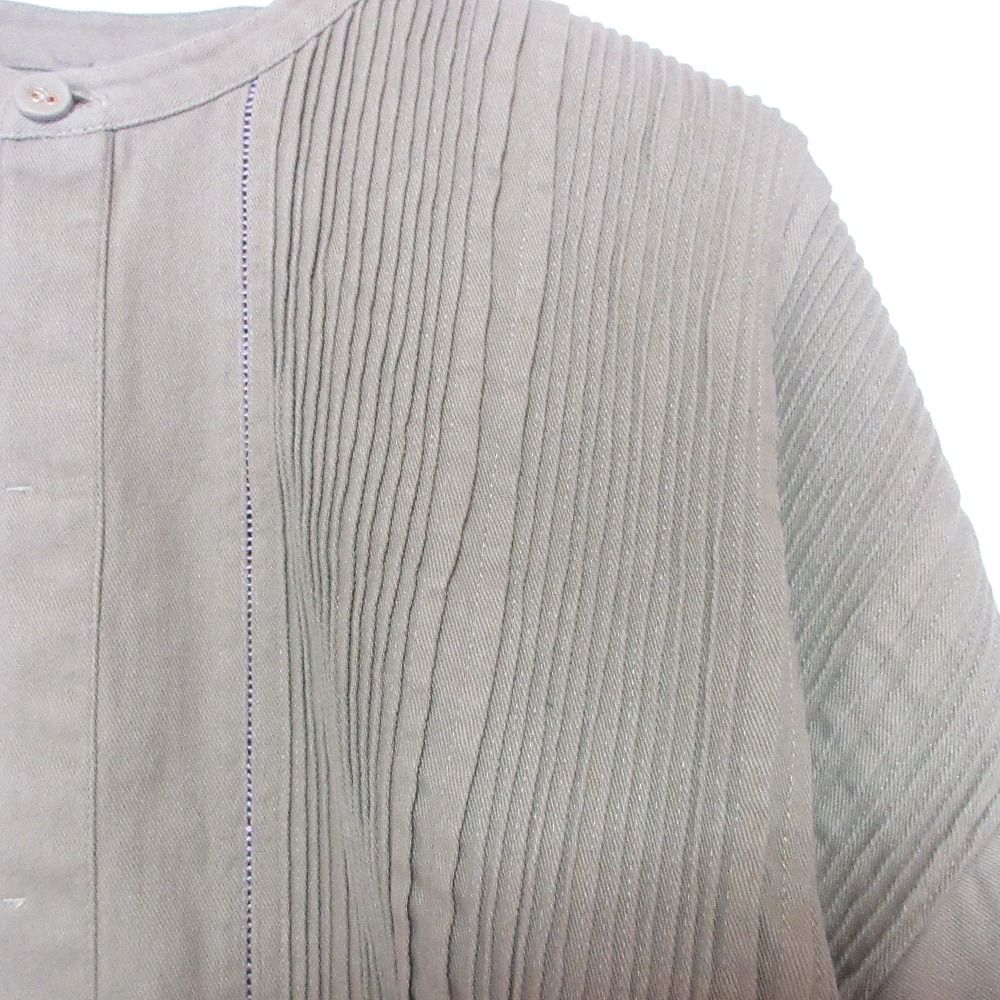 美品 Pheeta フィータ Luisa コットンバンドカラー切替シャツ 長袖 