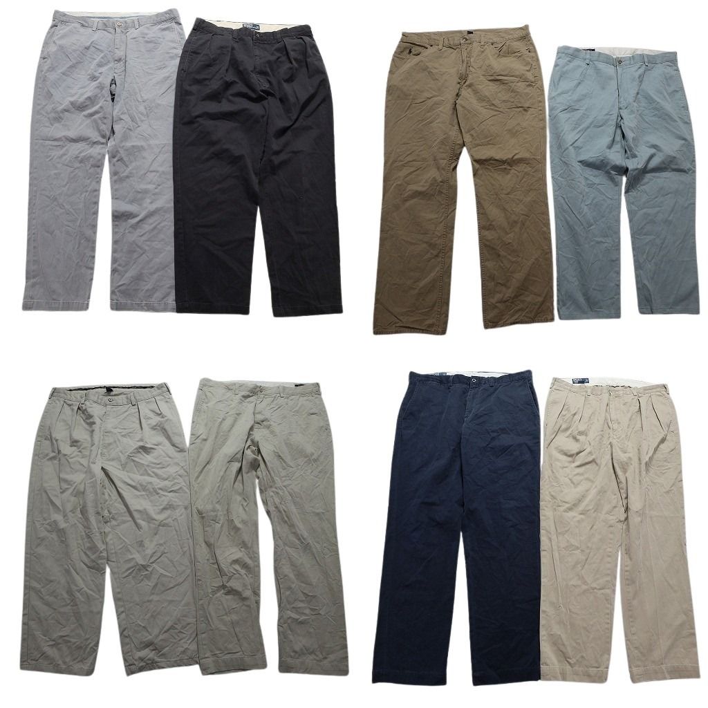 古着卸 ラルフローレン パンツ 8枚セット メンズ 38 ポロ チノパン 皮パッチ ネイビー 古着 NA5351