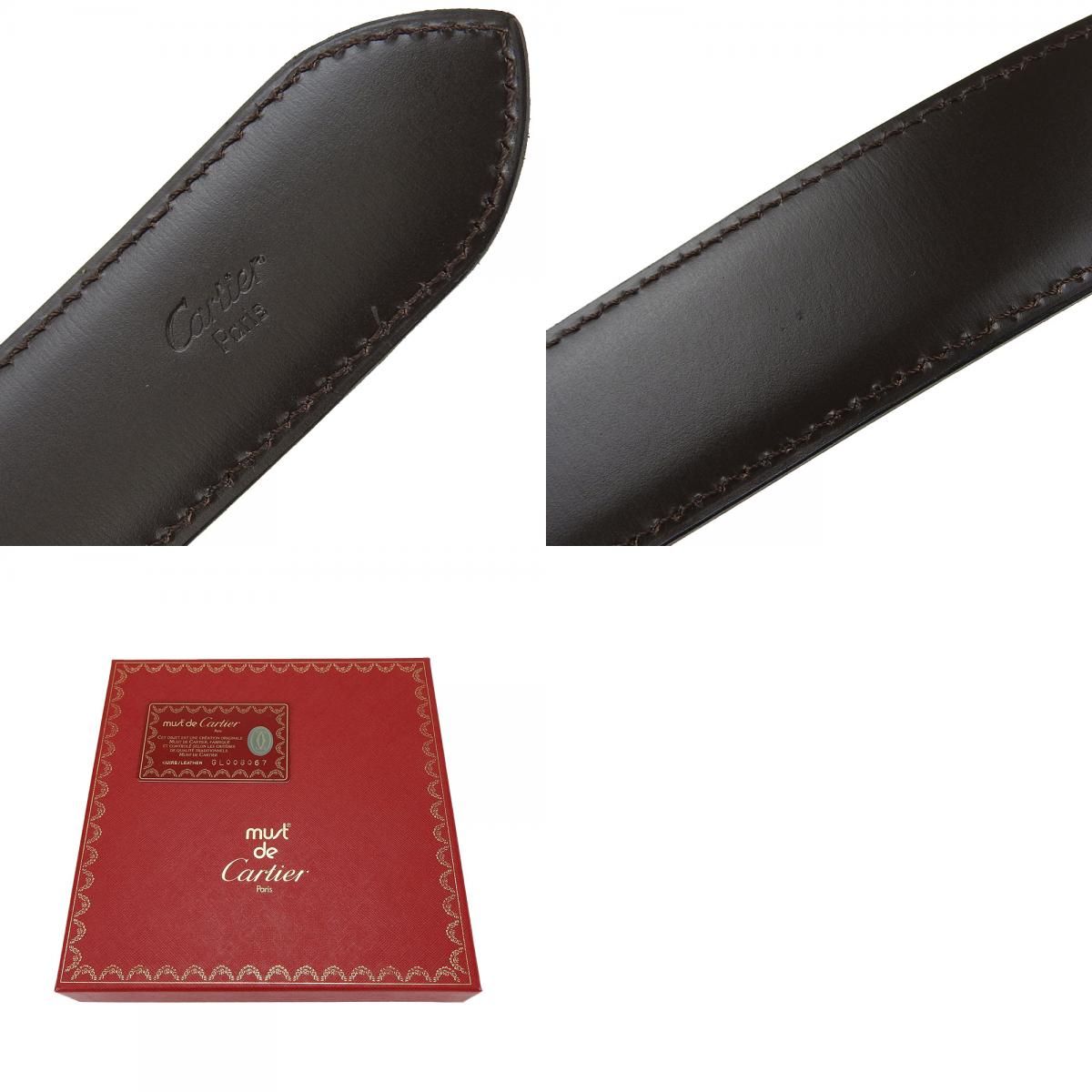 中古】 カルティエ ベルト タンク L5000065 レザー ブラック ゴールド  