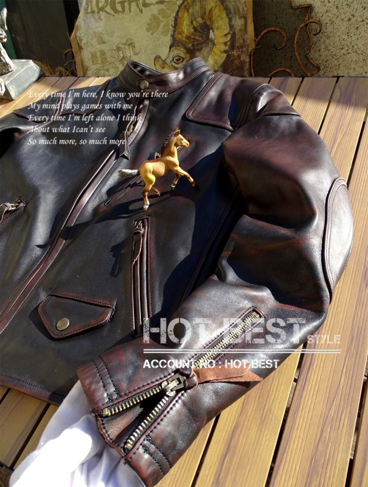 1.2mm 茶芯ホースハイド 50's パテッド シングルライダース ギフト