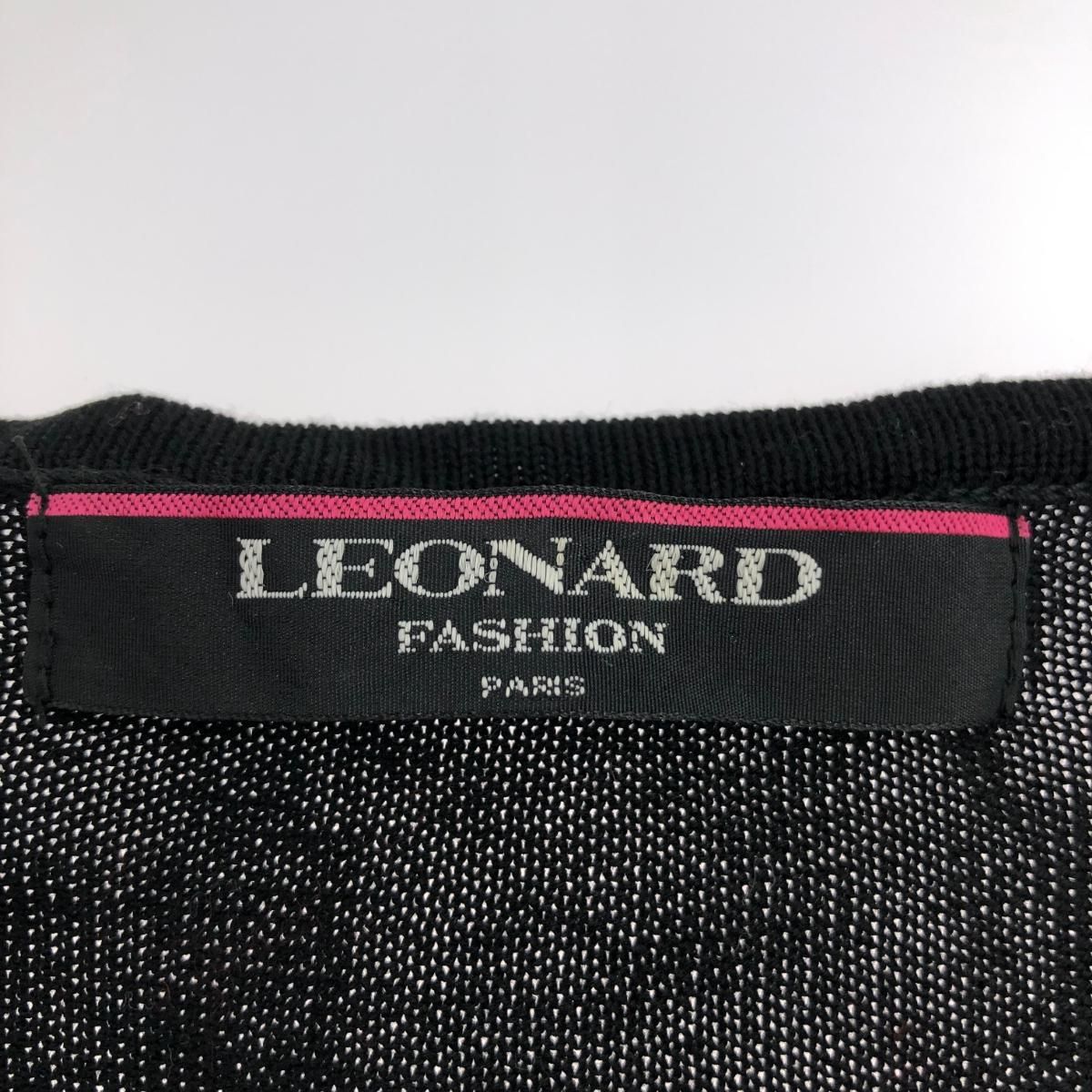 LEONARD レオナール スパンコール ニット サイズ:L  ブラック/ホワイト コットン レディース 　240001138141 レディース LEONARD レオナール スパンコール ニット サイズ:L