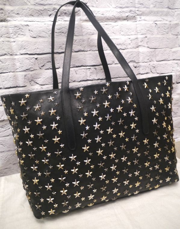 美品☆JIMMY CHOO ジミーチュウ ピムリコM ☆スタッズ レザー バッグ ...
