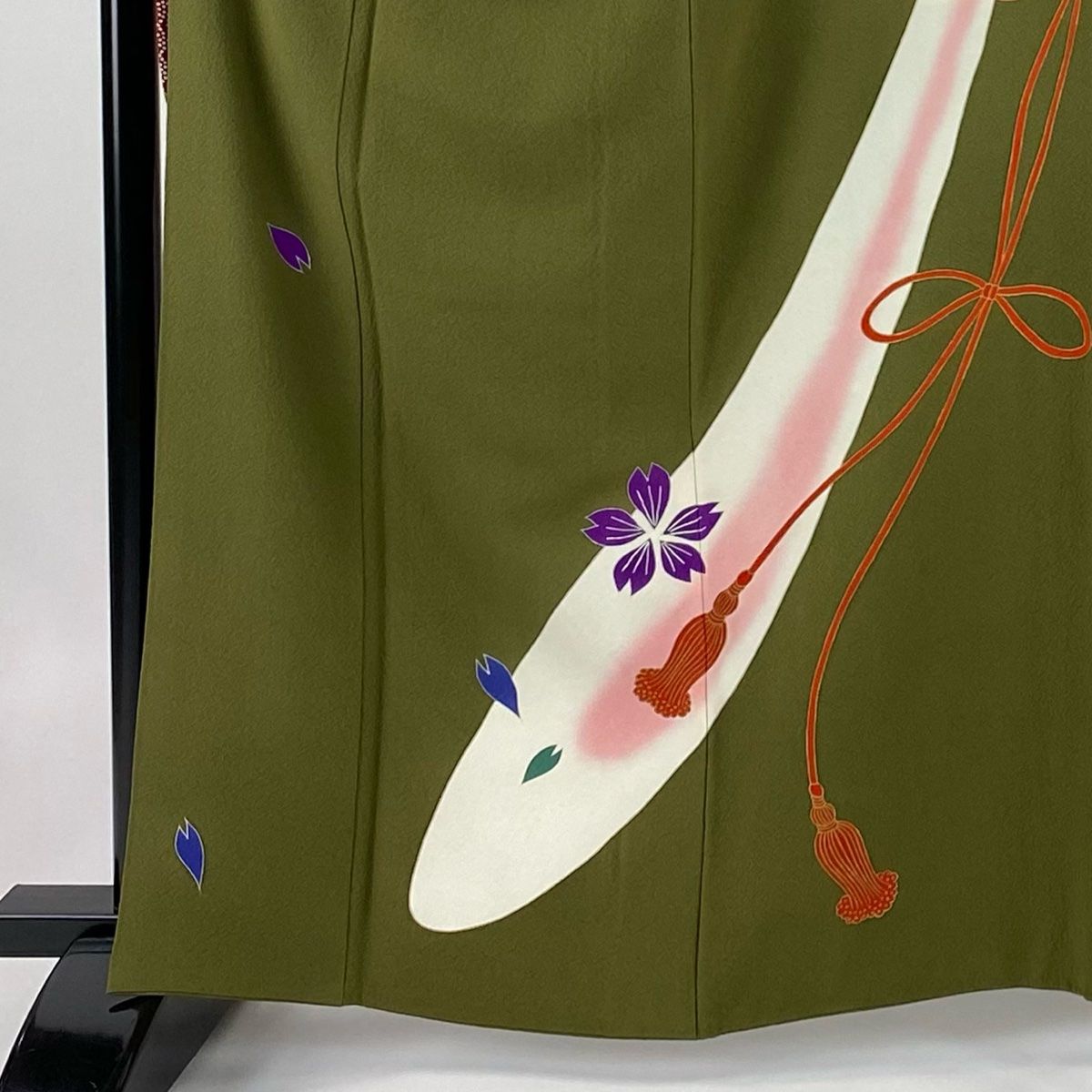 付下げ 逸品 辻村ジュサブロー 落款 一つ紋 うさぎ 青緑 袷 身丈