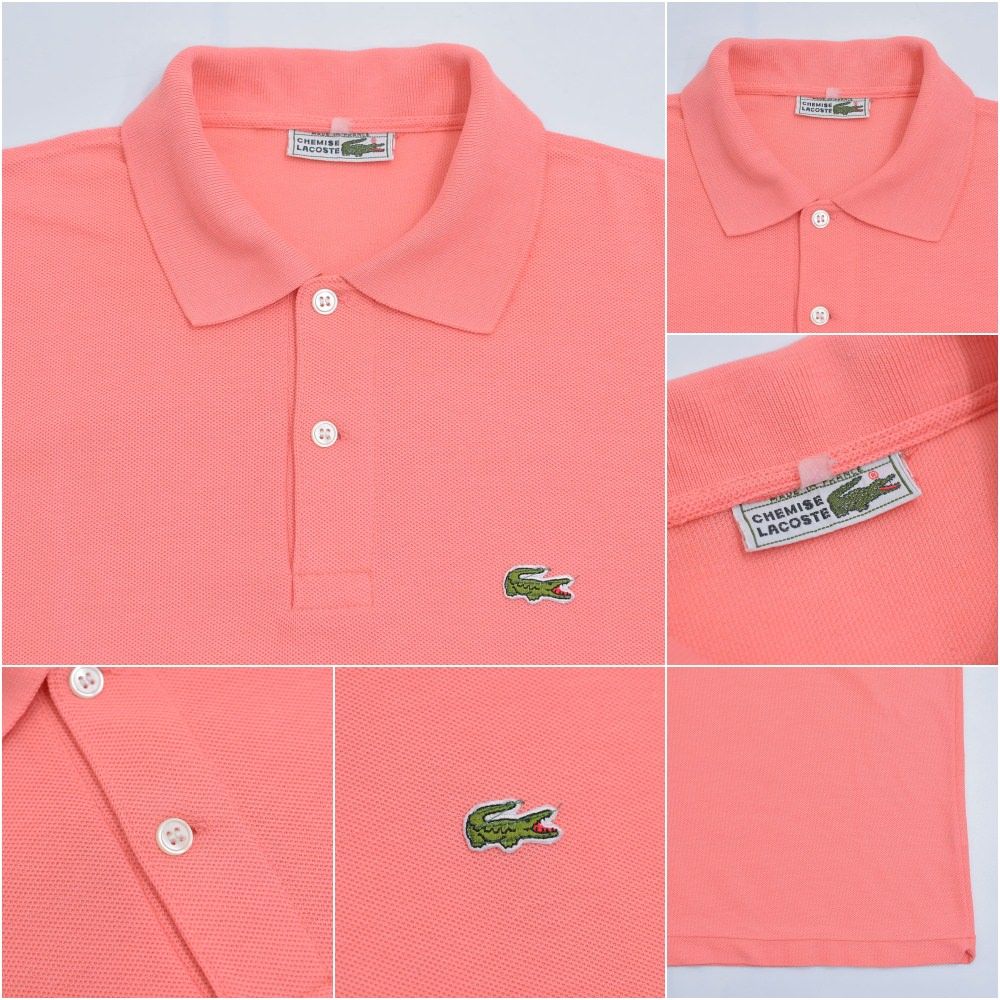 希少 70s コットン ワンポイント ラコステ LACOSTE CHEMISE フランス製 70s 6 ポロシャツ ターコイズ 鹿の子 ラコステ フランス製 80s トップス