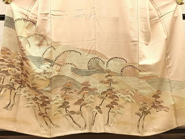 平和屋本店□極上 人間国宝 五代 田畑喜八 色留袖 刺繍 藍 風景花