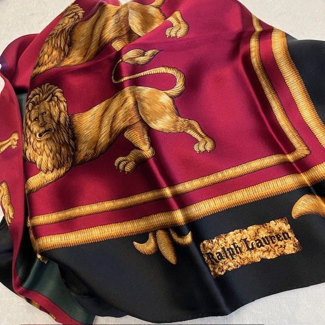 ラルフローレン RalphLauren シルクスカーフ 大判 ハープ ライオン
