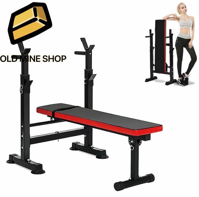 ベンチプレス 折り畳み トレーニングベンチ スクワットラックベンチ 腹筋台 耐荷重200kg バーベルスタンド 収納便利 多機能 調整 筋ト