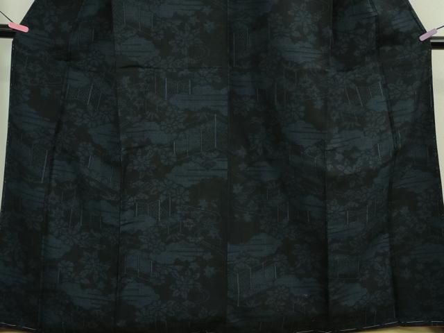 平和屋着物 上 本場眞綿結城紬 100亀甲 風景花文 証紙付き ♥ DZAB0141kh5 WWW_MORNINGWALKER_COM