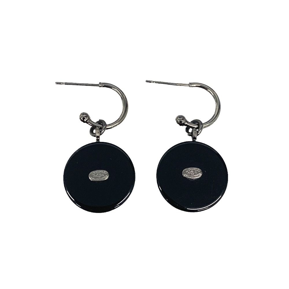 CHANEL シャネル ピアス ココマーク フープ ブラック 丸