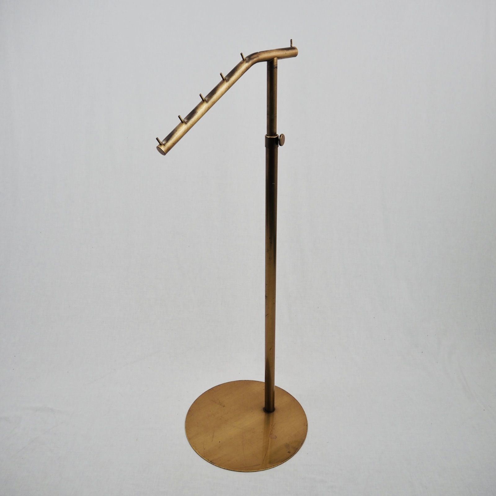 ハンガーラック 傾斜ハンガー 高さ可変 アンティークゴールド 丸ベース