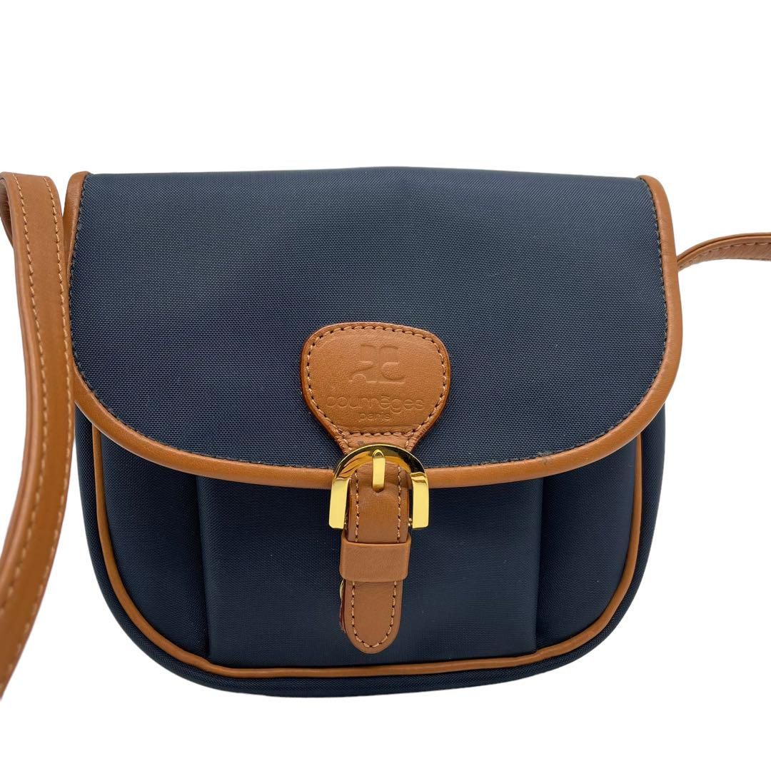 courrèges クレージュネイビー ボストンバッグショルダー付