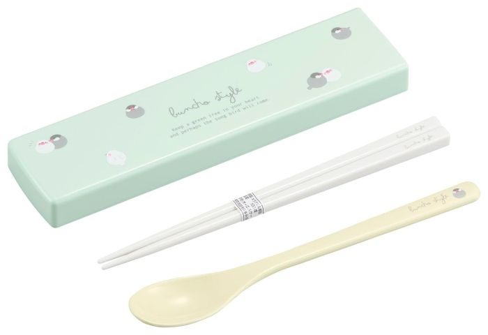 3営業日で発送 OSK 新商品 文鳥 引フタコンビ 箸＆スプーンセット 抗菌 アニマル 143199 入数 60