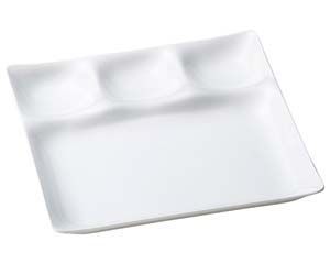 エ716-028 A スリーコンビプレート 陶磁器調白 S H塗