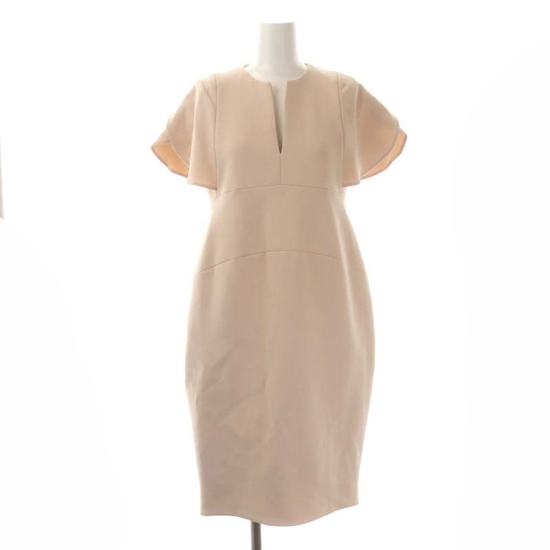 ヨーコチャンワンピースピンクベージュスリットラインドレス36