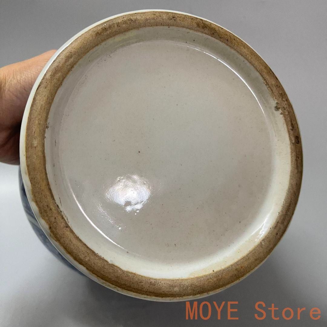 青花如意紋将軍缶 貯蔵タンク 景徳鎮 陶磁器 装飾品 現代工芸品 美術品