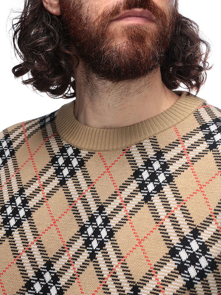BURBERRY (バーバリー) チェック ウールブレンド クルーネック 
