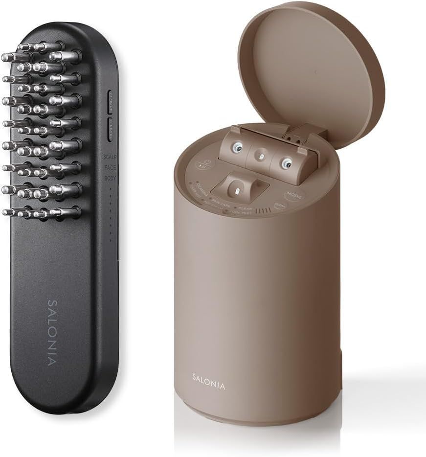 SALONIA サロニア EMS リフトブラシ 3Dケア - ピュアブライト スチーマー ベージュ セット 電気ブラシ フェイススチーマー 美顔器 電動頭皮ブラシ リフトアップ N12