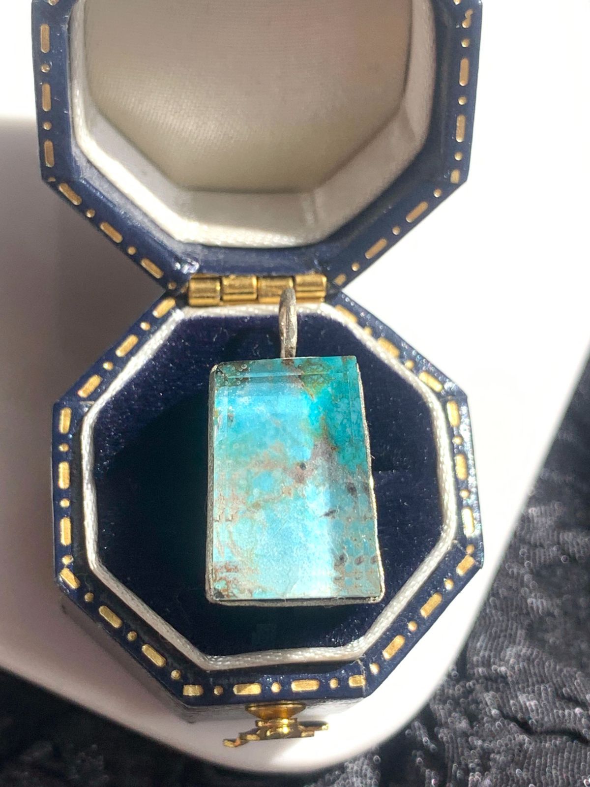 ターコイズ×クリスタルクォーツ ダブレット ストーン ネックレス ペンダント チャーム SV925シルバー １点もの 11