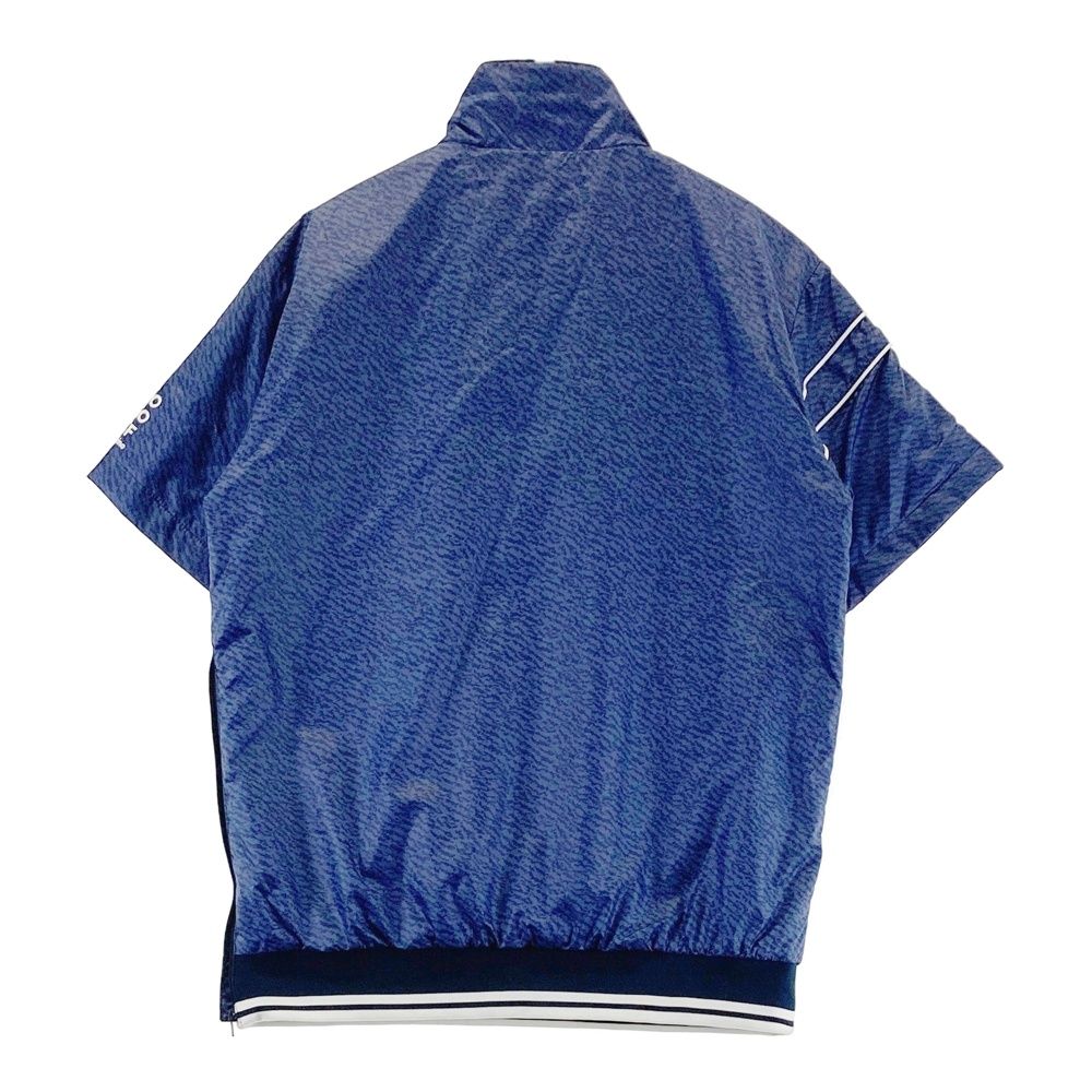 サイズ M LE COQ GOLF ルコックゴルフ ハーフジップ 中綿半袖ブルゾン 総柄 ブルー系 240101388969 ゴルフウェア メンズ ストスト