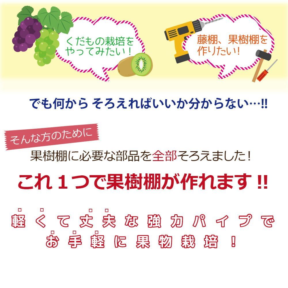 daim 果樹棚セット 幅2m×奥行2m×高さ2m（※50cm埋め込み時） パーゴラ