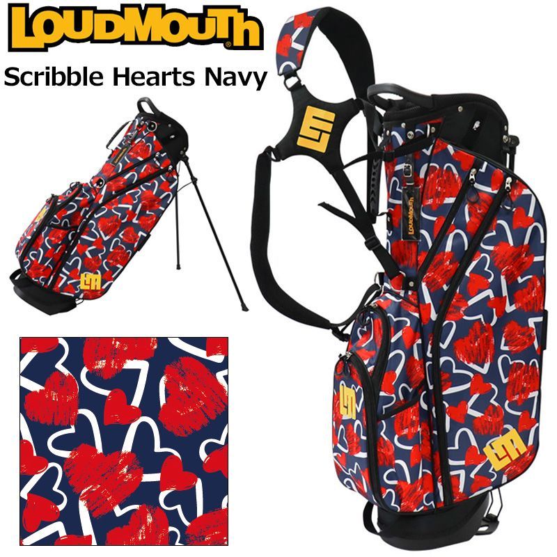 ラウドマウス 8.5型 軽量 スタンドバッグ Scribble Hearts Navy スクリブルハーツネイビー LM-CB0021 772988(336) 新品【Loudmouth正規販売店】