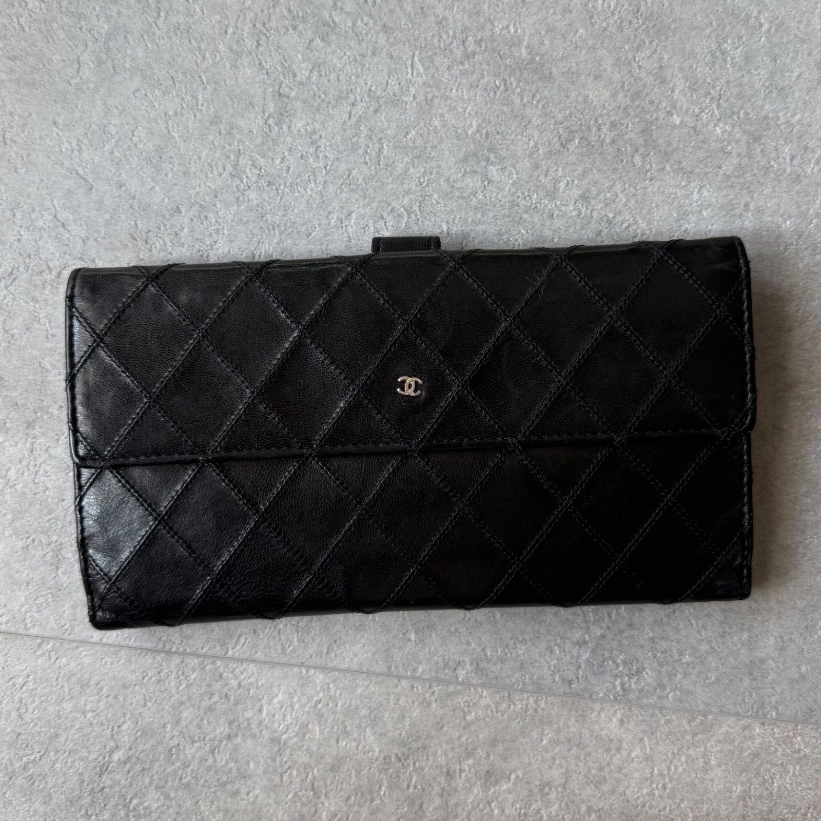 CHANEL シャネル ビコローレ ココマーク 二つ折り長財布 Wホック 