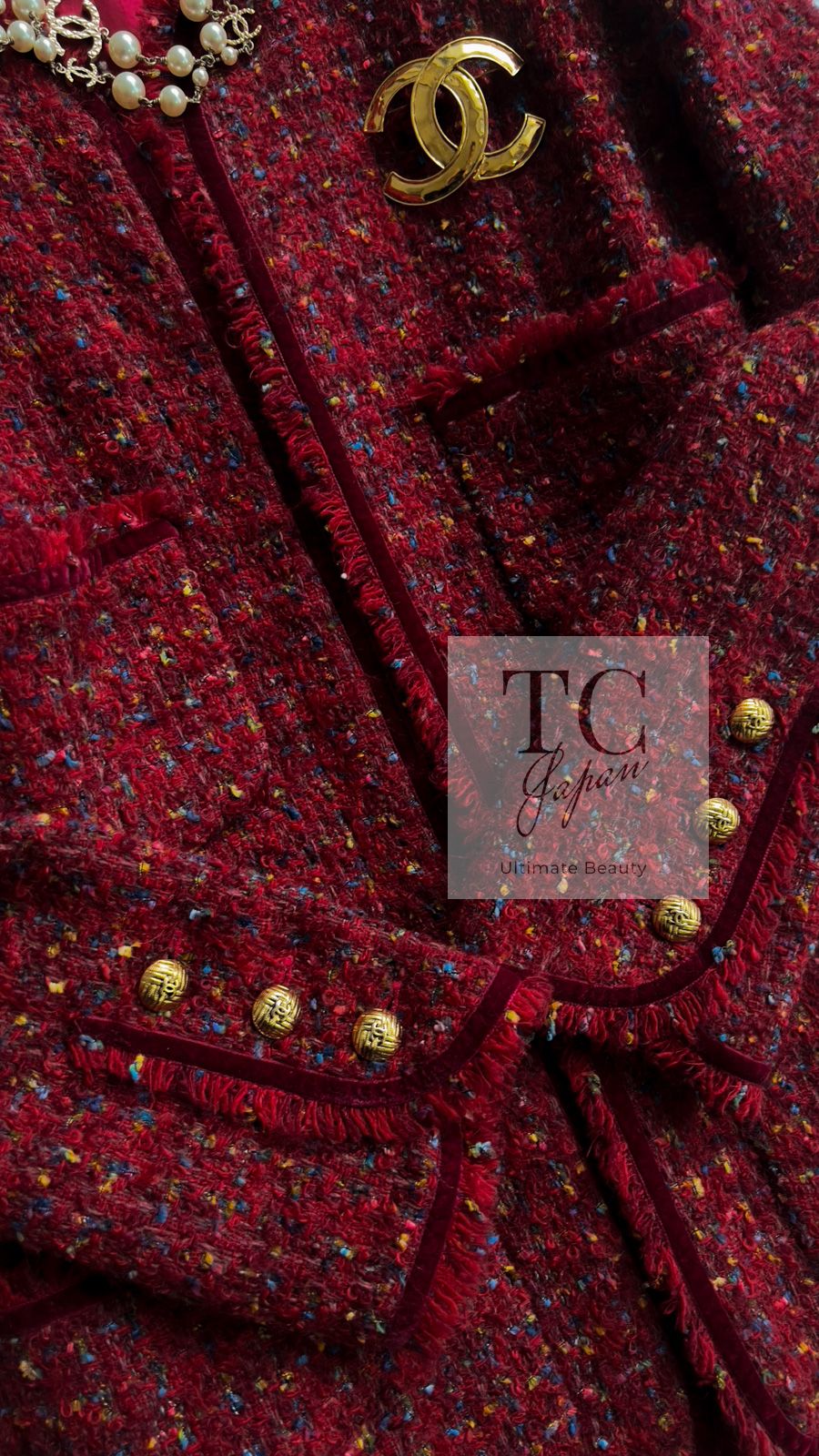 シャネル ジャケット コート CHANEL ヴィンテージ レッド ウール  