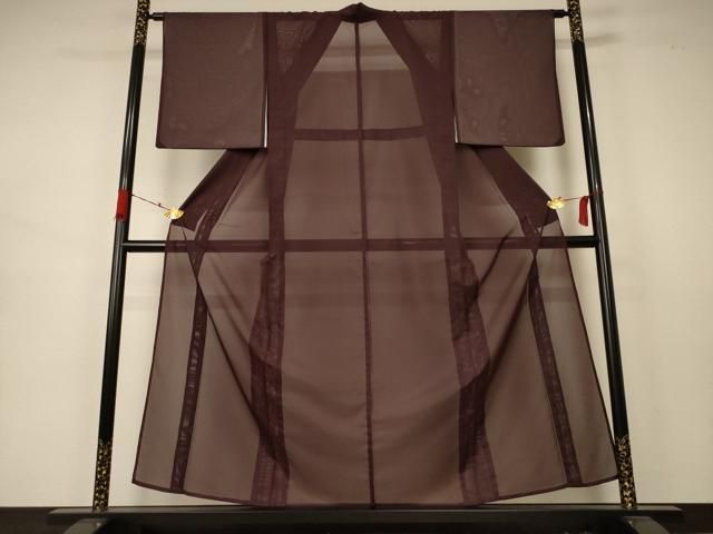 平和屋着物＊夏物 色無地 絽 黒鳶色 洗える着物 AABA9436jd