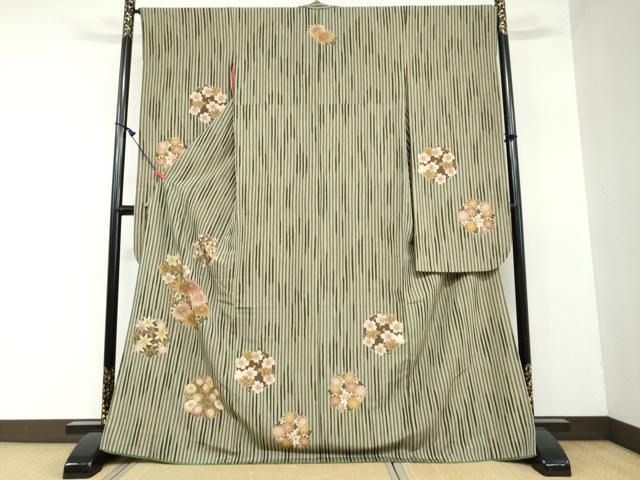 平和屋着物 豪華振袖 長襦袢 無双仕立て セット 草花丸文 半衿刺繍 洗える着物 DAAW5755ud