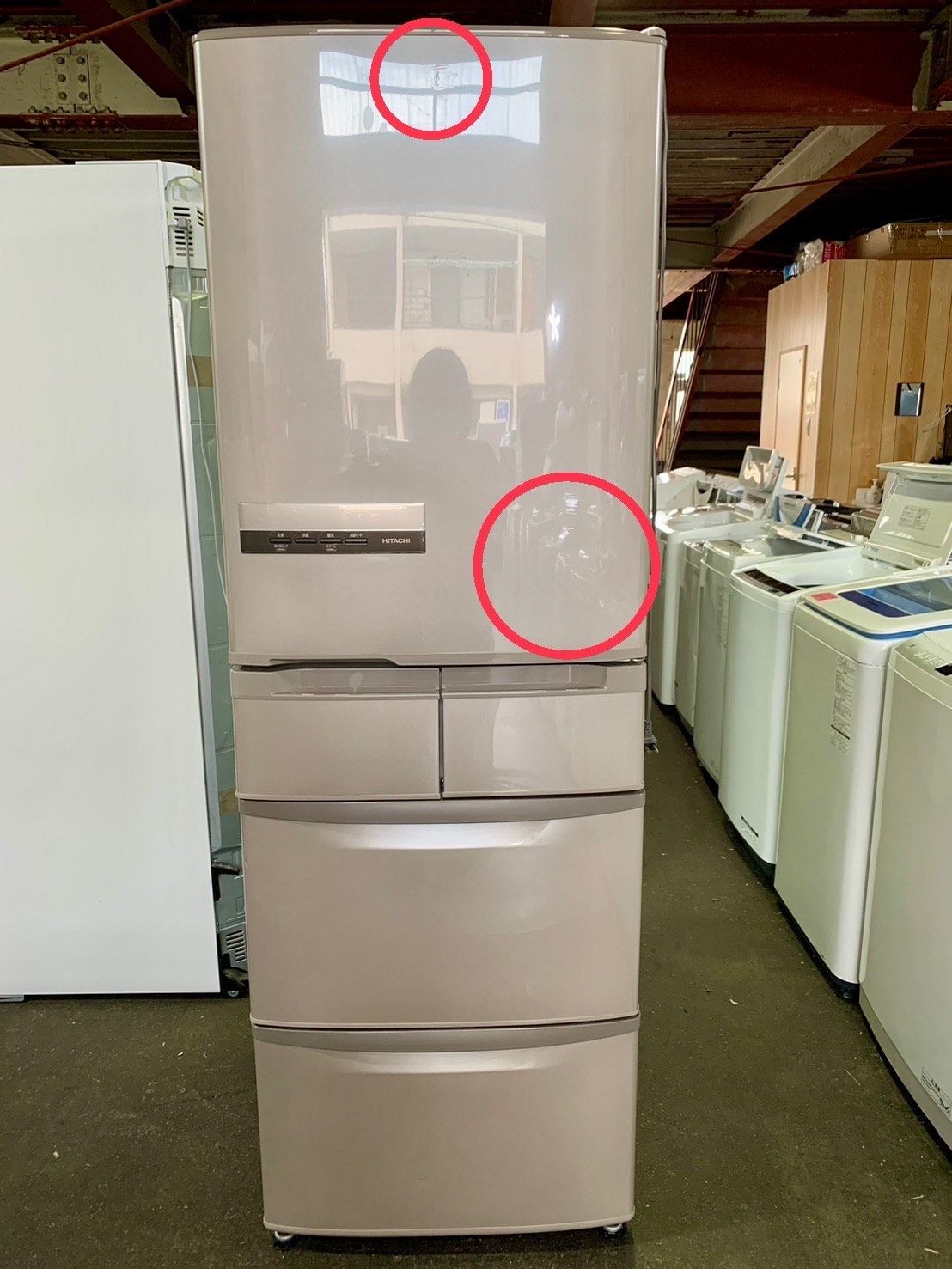 大阪送料無料☆3か月保障付き☆冷蔵庫☆2015年☆日立☆5ドア☆R-K42E-T